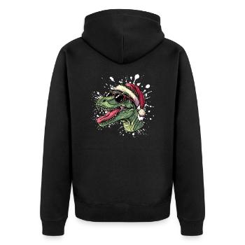 Dinosaur brontosaurus Christmas Funny - Unisex Premium Organic Zip Hoodie - black - Back - Nico (187cm)