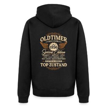 Oldtimer Baujahr 1956 Jahrgang Geburtstag Geschenk - Unisex Premium Bio Zip Hoodie - Schwarz - Hinten - Nico (187cm)