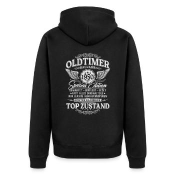 Oldtimer Baujahr 1950 Jahrgang Geburtstag Geschenk - Unisex Premium Bio Zip Hoodie - Schwarz - Hinten - Nico (187cm)