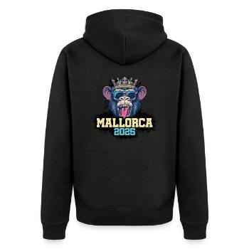 Mallorca 2025 Affe - Unisex Premium Bio Zip Hoodie - Schwarz - Hinten - Nico (187cm)