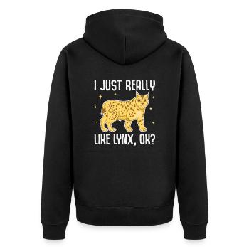 J’aime vraiment Lynx, d’accord ? Lynx mignon - Veste à capuche bio Premium Unisexe - noir - Dos - Nico (187cm)
