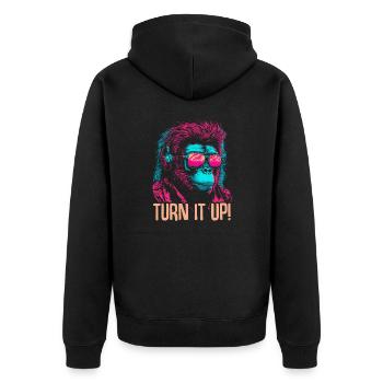 Affe DJ Sonnenbrille Kopfhörer Schimpanse Bunt - Unisex Premium Bio Zip Hoodie - Schwarz - Hinten - Nico (187cm)