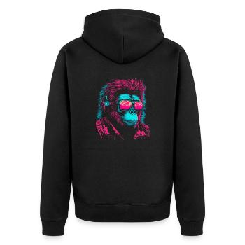Affe DJ Sonnenbrille Kopfhörer Schimpanse Bunt - Unisex Premium Bio Zip Hoodie - Schwarz - Hinten - Nico (187cm)