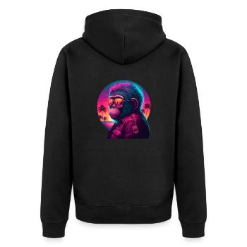 Affe Schimpanse Cool Sonnenbrille 80er Retro Style - Unisex Premium Bio Zip Hoodie - Schwarz - Hinten - Nico (187cm)