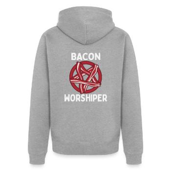 Funny Pentagram Bacon Bacon Lover Gift - Unisex Premium Organic Zip Hoodie - heather grey - Back - Nico (187cm)