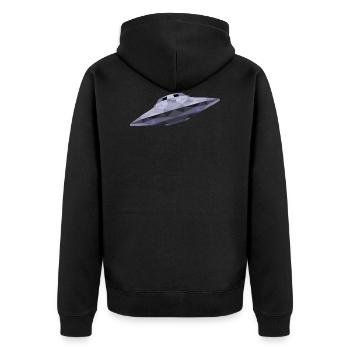 UFO - Unisex Premium Bio Zip Hoodie - Schwarz - Hinten - Nico (187cm)