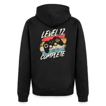 12 Birthday 12 Years Children Gift - Unisex Premium Organic Zip Hoodie - black - Back - Nico (187cm)