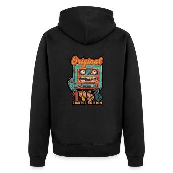Limited Edition Kassette Original 1966 Geburtstag - Unisex Premium Bio Zip Hoodie - Schwarz - Hinten - Nico (187cm)