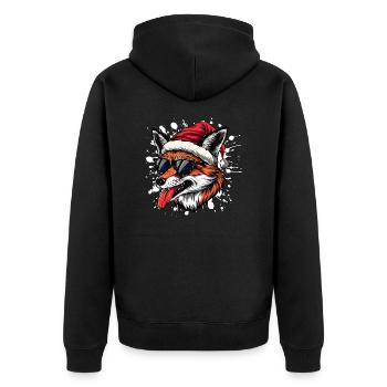 Fuchs Weihnachten Lustig - Unisex Premium Bio Zip Hoodie - Schwarz - Hinten - Nico (187cm)