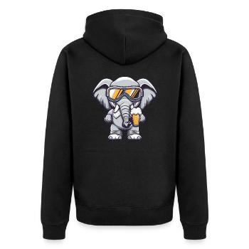 Elephant Après Ski Beer Comic - Unisex Premium Organic Zip Hoodie - black - Back - Nico (187cm)