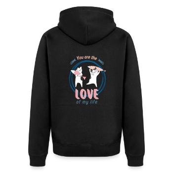 Chats et Poissons aiment - Veste à capuche bio Premium Unisexe - noir - Dos - Nico (187cm)