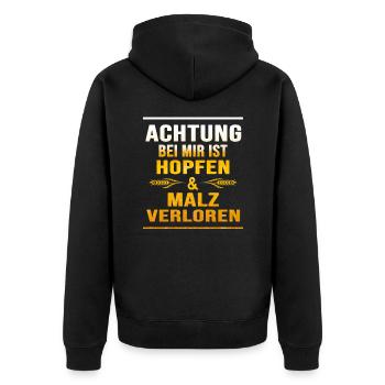 Bier Bierologe Trinkspruch Biergarten Frühschoppen - Unisex Premium Bio Zip Hoodie - Schwarz - Hinten - Nico (187cm)