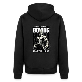 Anime, Boxer - Unisex Premium Bio Zip Hoodie - Schwarz - Hinten - Nico (187cm)