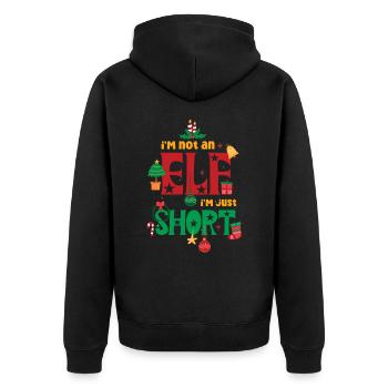 I'm Not an Elf, I'm Just Short lustige Weihnachten - Unisex Premium Bio Zip Hoodie - Schwarz - Hinten - Nico (187cm)