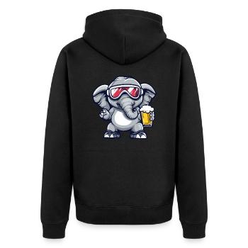 Elephant après-ski beer - Unisex Premium Organic Zip Hoodie - black - Back - Nico (187cm)
