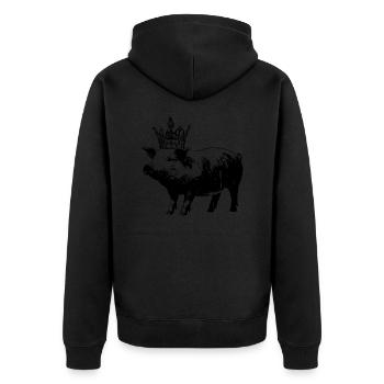 Sow Piglet Crown Funny Pig - Unisex Premium Organic Zip Hoodie - black - Back - Nico (187cm)