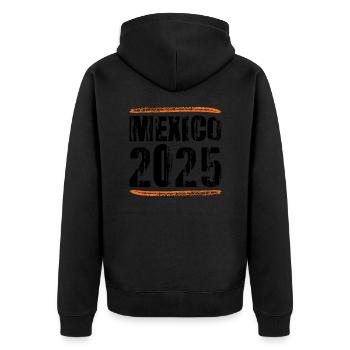 Mexiko 2025 Spruch - Unisex Premium Bio Zip Hoodie - Schwarz - Hinten - Nico (187cm)