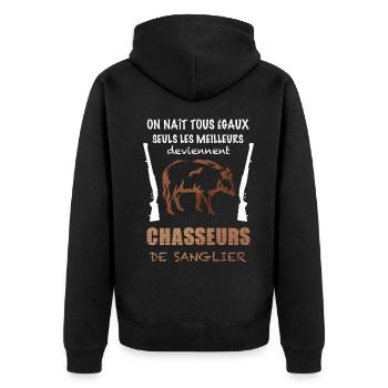 Chasseur De Sanglier Cadeau Drôle - Veste à capuche bio Premium Unisexe - noir - Dos - Nico (187cm)