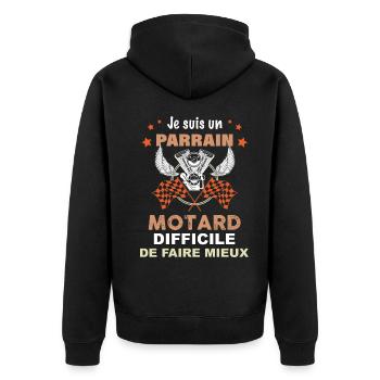 Parrain Motard Difficile De Faire Mieux - Veste à capuche bio Premium Unisexe - noir - Dos - Nico (187cm)