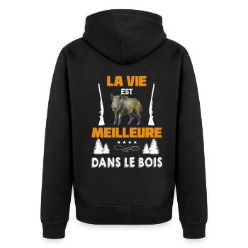 Meilleur Chasseur Humour Chasse - Veste à capuche bio Premium Unisexe - noir - Dos - Nico (187cm)
