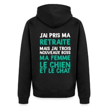 Retraite Homme Femme Et Animaux De Compagnie - Veste à capuche bio Premium Unisexe - noir - Dos - Nico (187cm)