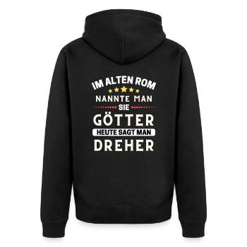 Im alten Rom waren Sie Götter. Heute Dreher - Unisex Premium Bio Zip Hoodie - Schwarz - Hinten - Nico (187cm)