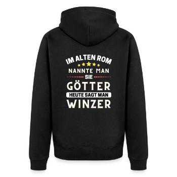 Im alten Rom waren Sie Götter. Heute Winzer - Unisex Premium Bio Zip Hoodie - Schwarz - Hinten - Nico (187cm)