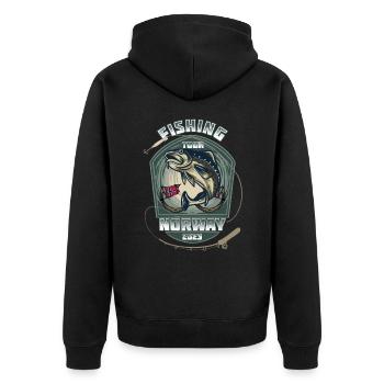 Norway Fishing Tour - 2023 - Unisex Premium Bio Zip Hoodie - Schwarz - Hinten - Nico (187cm)
