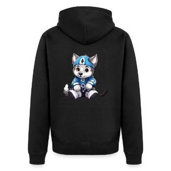 Husky joue au hockey sur glace, à la conception sportive de chiens - Veste à capuche bio Premium Unisexe - noir - Dos - Nico (187cm)