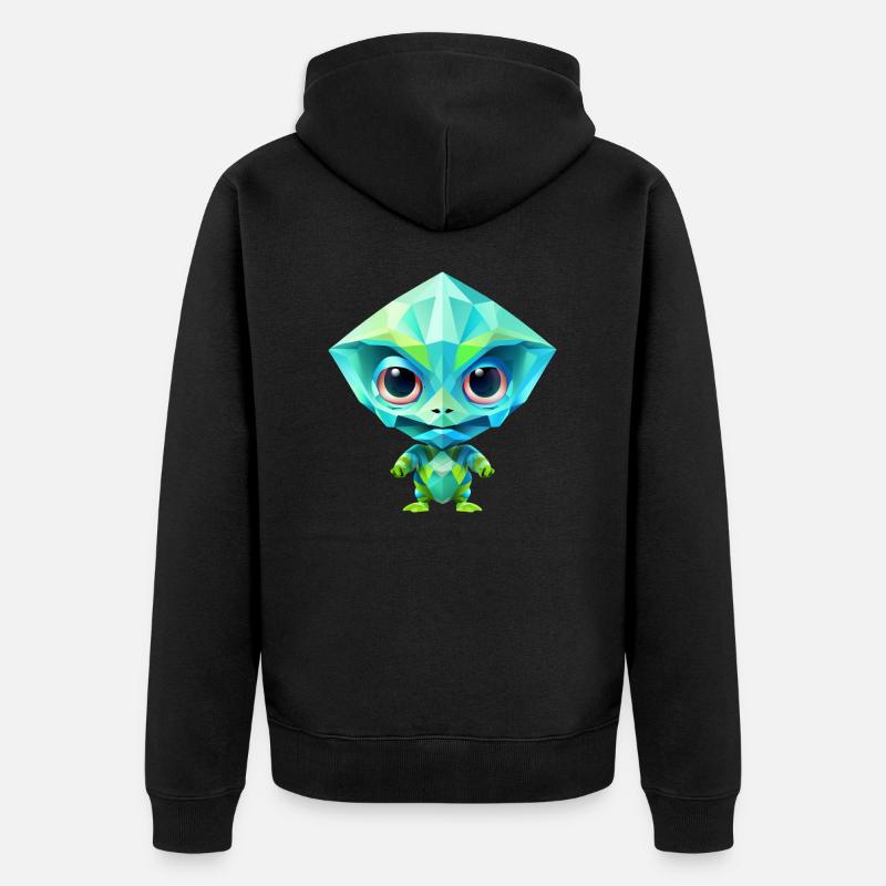 Polygone vert extraterrestre extraterrestre - Veste à capuche bio Premium Unisexe - noir