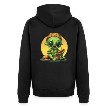 Alien Außerirdischer Burger Hot Dog Fast Food Suns - Unisex Premium Bio Zip Hoodie - Schwarz - Hinten - Nico (187cm)