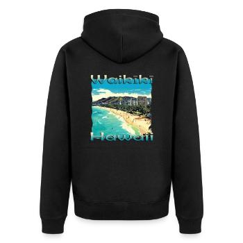 Hawaii Waikiki Beach O'ahu Honolulu Design - Unisex Premium Bio Zip Hoodie - Schwarz - Hinten - Nico (187cm)