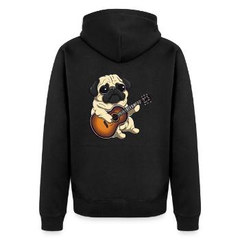 Pug Guitarist - Unisex Premium Organic Zip Hoodie - black - Back - Nico (187cm)