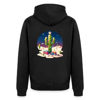 Desert Christmas - cactus, Christmas tree and - Unisex Premium Organic Zip Hoodie - black - Back - Nico (187cm)