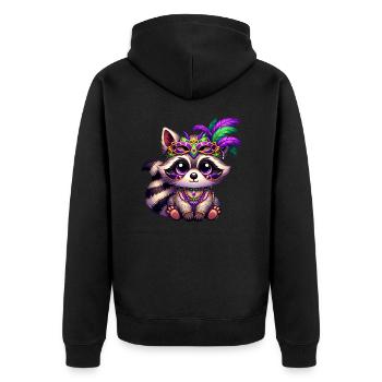 Mardi Gras Bear Raccoon Hand Bear Cute Comic - Unisex Premium Organic Zip Hoodie - black - Back - Nico (187cm)