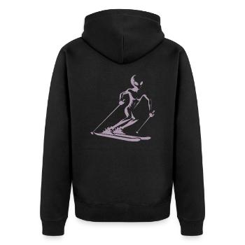 Alien skier silhouette for minimalist - Unisex Premium Organic Zip Hoodie - black - Back - Nico (187cm)
