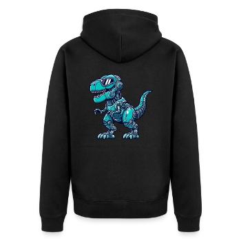 T-Rex Cyborg Dinosaur - Unisex Premium Organic Zip Hoodie - black - Back - Nico (187cm)