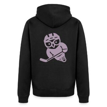 Hockey sur glace hibou silhouette harfang des neiges joueur - Veste à capuche bio Premium Unisexe - noir - Dos - Nico (187cm)