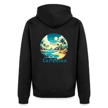 Karibik Urlaub Amerikanischer Strand - Unisex Premium Bio Zip Hoodie - Schwarz - Hinten - Nico (187cm)