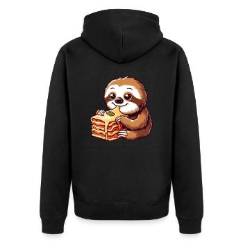 Sloth Loves Italian Lasagna - Unisex Premium Organic Zip Hoodie - black - Back - Nico (187cm)