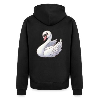 Weißer Schwan als himmlischer Engel - Unisex Premium Bio Zip Hoodie - Schwarz - Hinten - Nico (187cm)