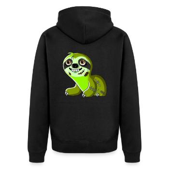 Lustiges Halloween Faultier Zombie Cartoon - Unisex Premium Bio Zip Hoodie - Schwarz - Hinten - Nico (187cm)