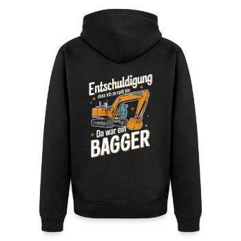 Excavator Driver Construction Worker Construction Site Construction Machine - Unisex Premium Organic Zip Hoodie - black - Back - Nico (187cm)