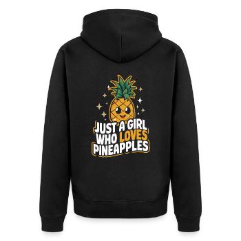 Ananas tropische hawaiianische Frucht - Unisex Premium Bio Zip Hoodie - Schwarz - Hinten - Nico (187cm)