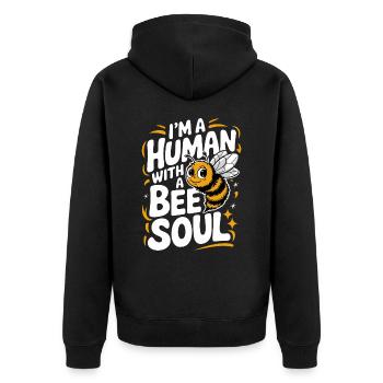 Honigbiene Imker Bienen Biene - Unisex Premium Bio Zip Hoodie - Schwarz - Hinten - Nico (187cm)