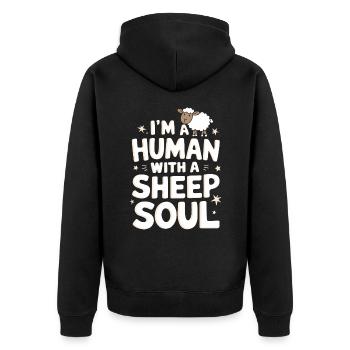Sheep Sheep Farmer Lamb Farmer - Unisex Premium Organic Zip Hoodie - black - Back - Nico (187cm)