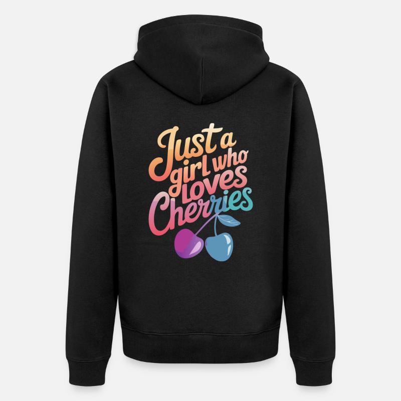 Kirsche Kirschen Früchte Essen - Unisex Premium Bio Zip Hoodie - Schwarz