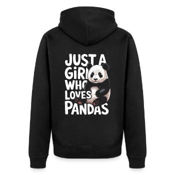 Pandabär Panda Tier Pandas - Unisex Premium Bio Zip Hoodie - Schwarz - Hinten - Nico (187cm)