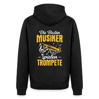 Trompeter Die besten Musiker spielen Trompete - Unisex Premium Bio Zip Hoodie - Schwarz - Hinten - Nico (187cm)