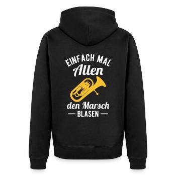 Euphonium Orchester Horn Musiker Blasmusik - Unisex Premium Bio Zip Hoodie - Schwarz - Hinten - Nico (187cm)